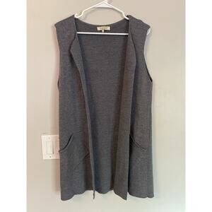 Cocogio Women's Merino Wool Blend Sweater Vest Sz M Gray Pockets